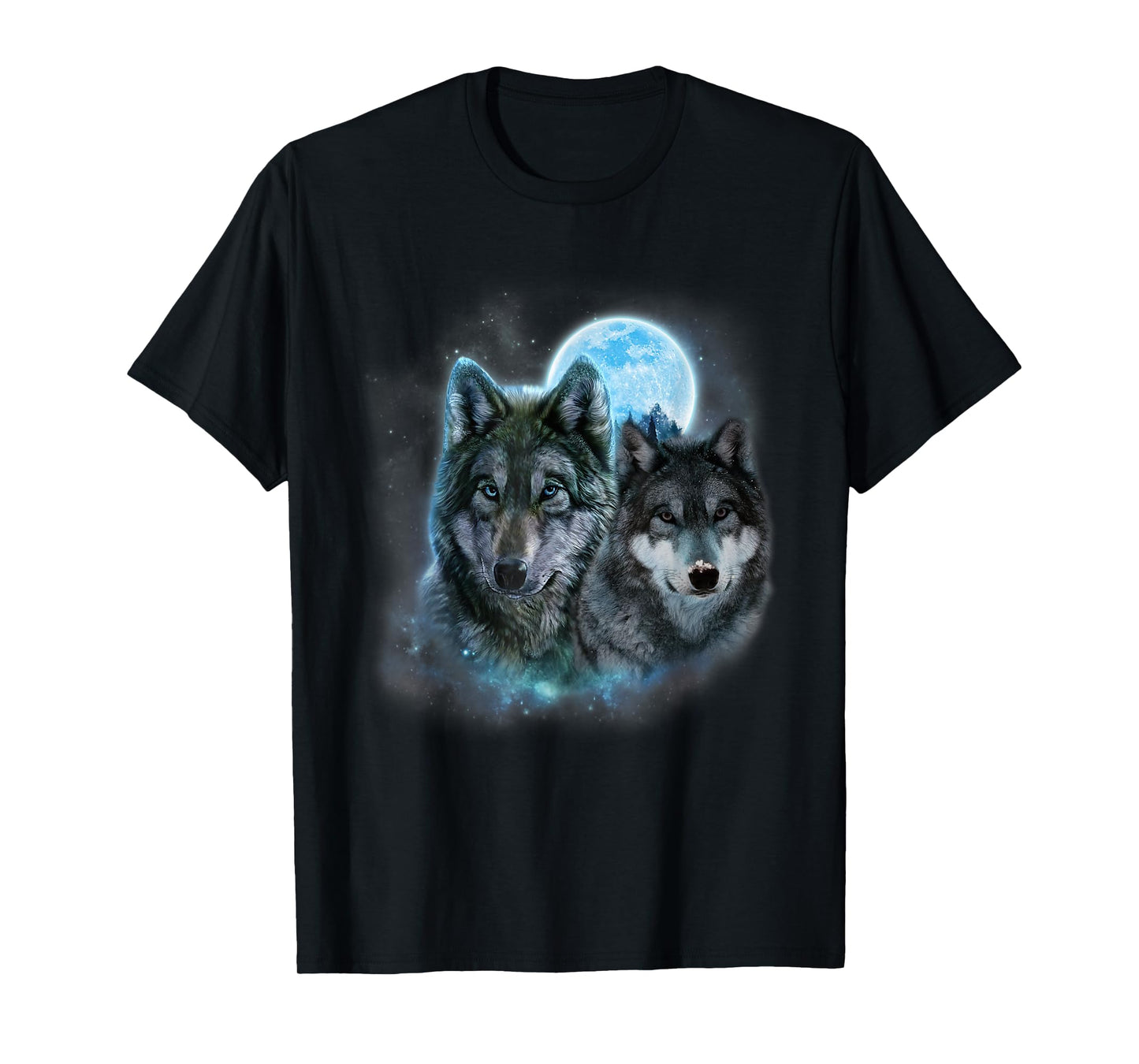 Two Wolves Howling In The Dark at the Moon Halloween Costume T-Shirt