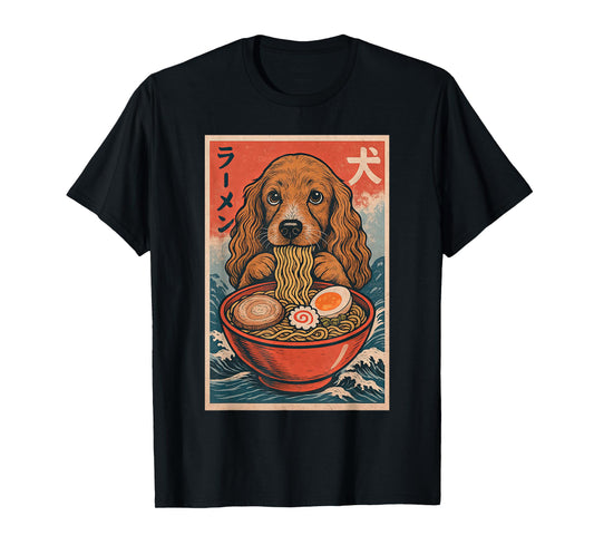 Cocker Spaniel Eating Ramen Kawaii Anime Dog Lover T-Shirt