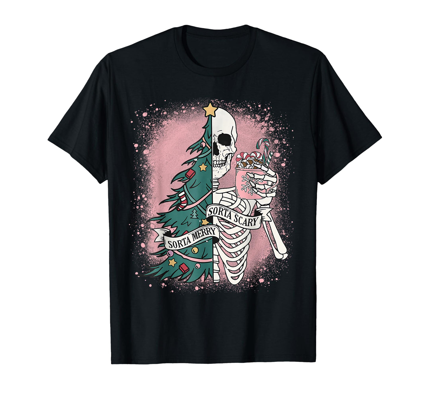 Funny Skeleton Christmas Tree Xmas Sorta Merry Sorta Scary T-Shirt