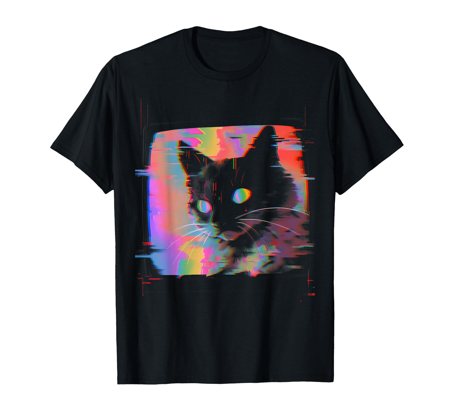 Psychedelic Trippy Glitch Cat | 80s 90s Vaporwave Synthwave T-Shirt
