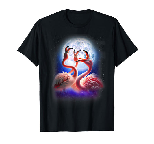 3 Flamingos Howling At The Moon Funny Pink Flamingo Lover T-Shirt