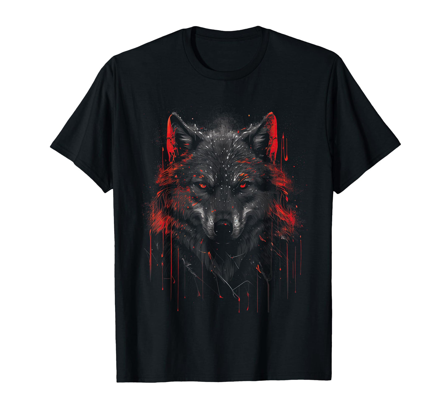 Wolf Dark Lone Moon Savage Mythical Wild Art T-Shirt