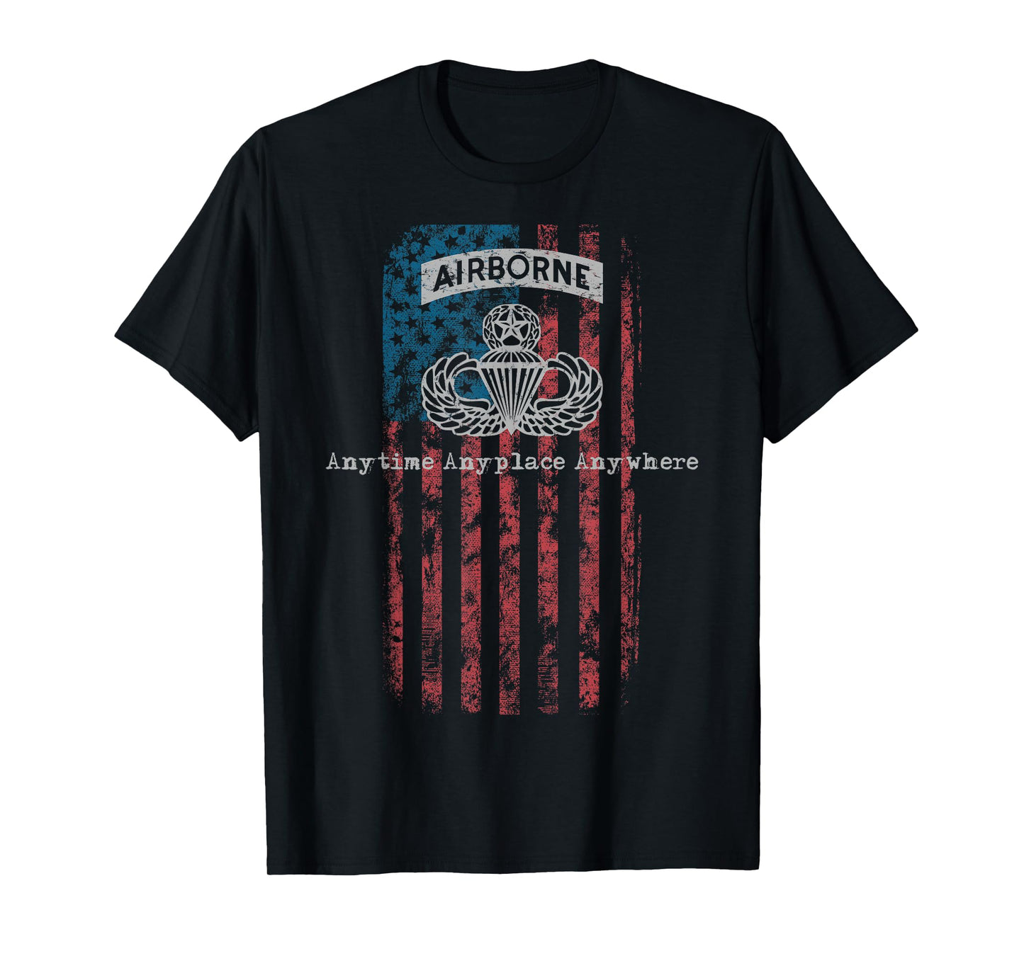 Gray Airborne Jumpmaster Badge with Flag T-Shirt