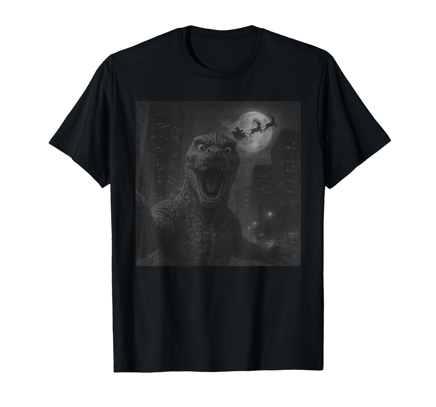 Funny Japanese Kaiju Selfie Santa Christmas Men Boys Kids T-Shirt
