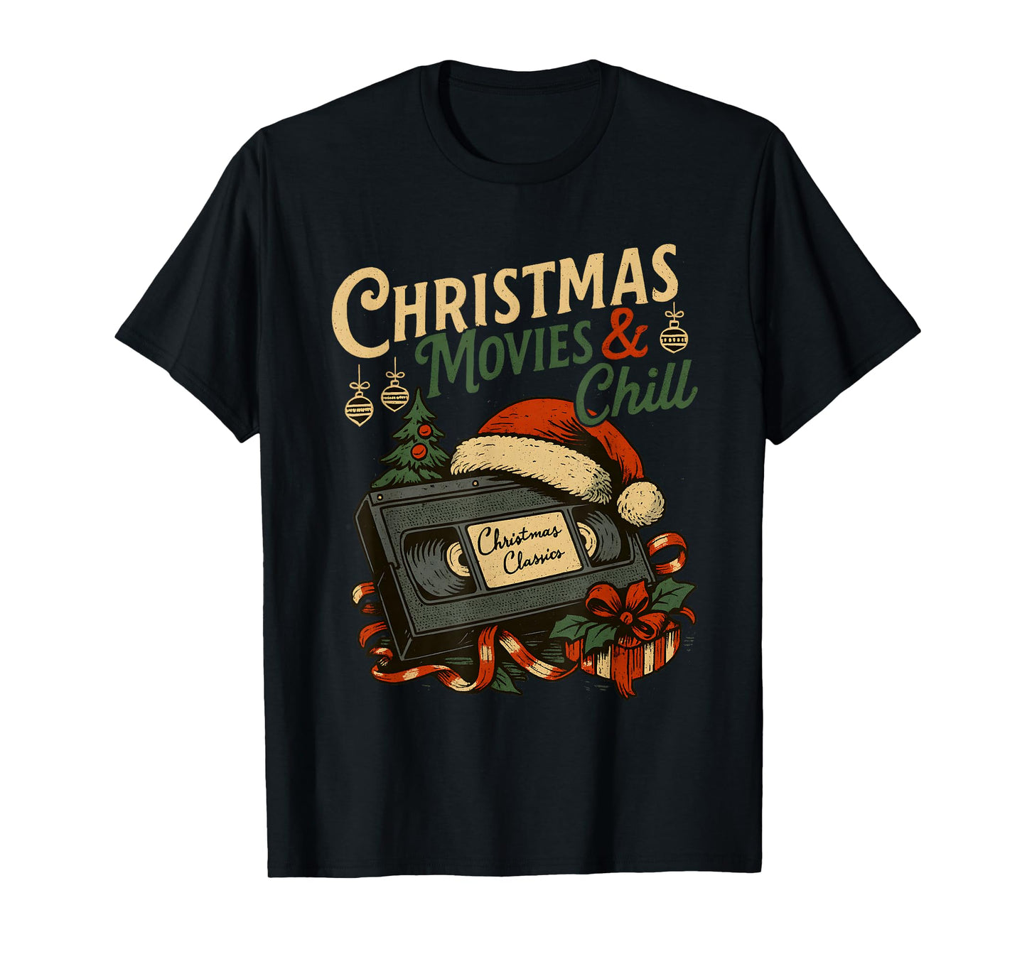 Christmas Movies Chill Vintage Tape Holiday Cozy T-Shirt