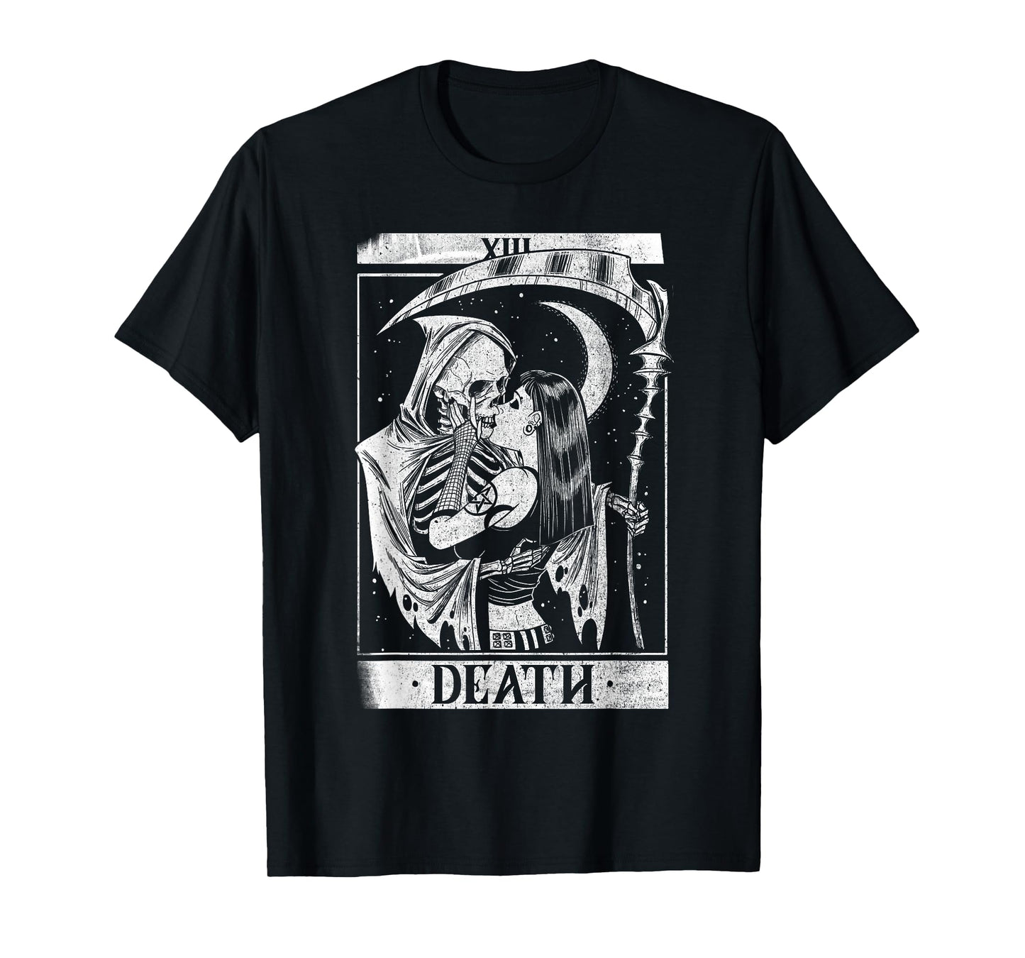 Blackcraft Vintage Death The Reaper Kiss Tarot Card T-Shirt