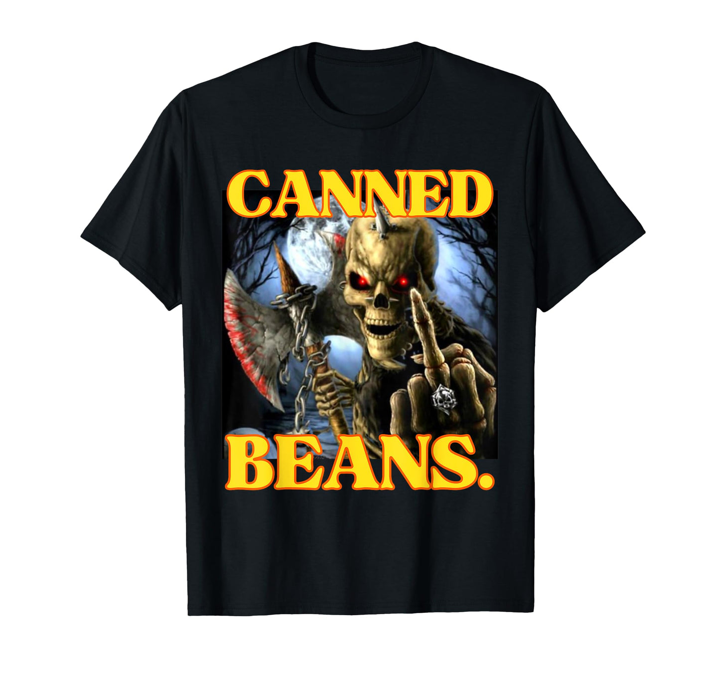 Canned Beans Enjoyer Funny Cringe Hard Skeleton Meme T-Shirt