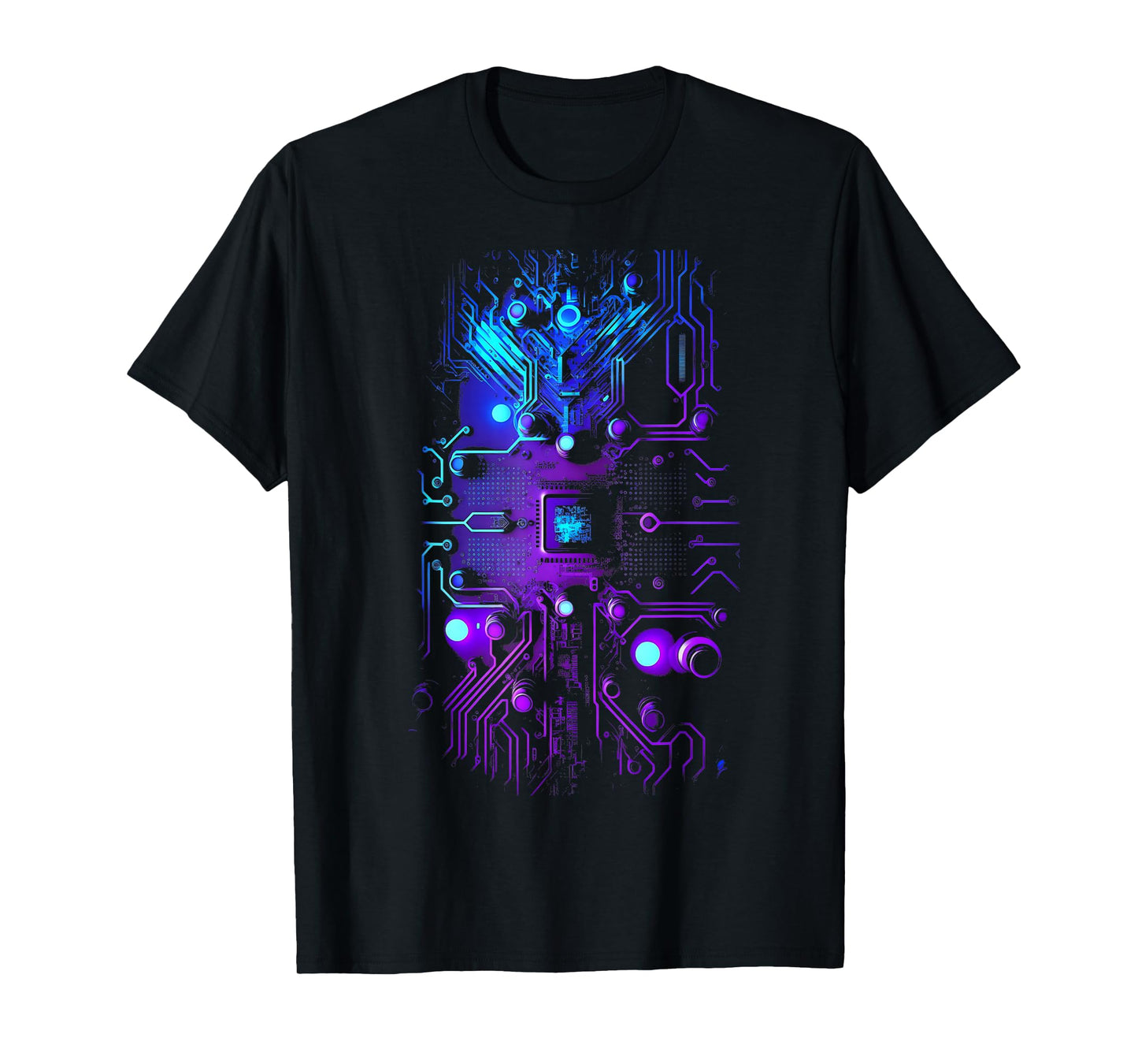 Motherboard Microchip Purple Blue IT Computer Background T-Shirt
