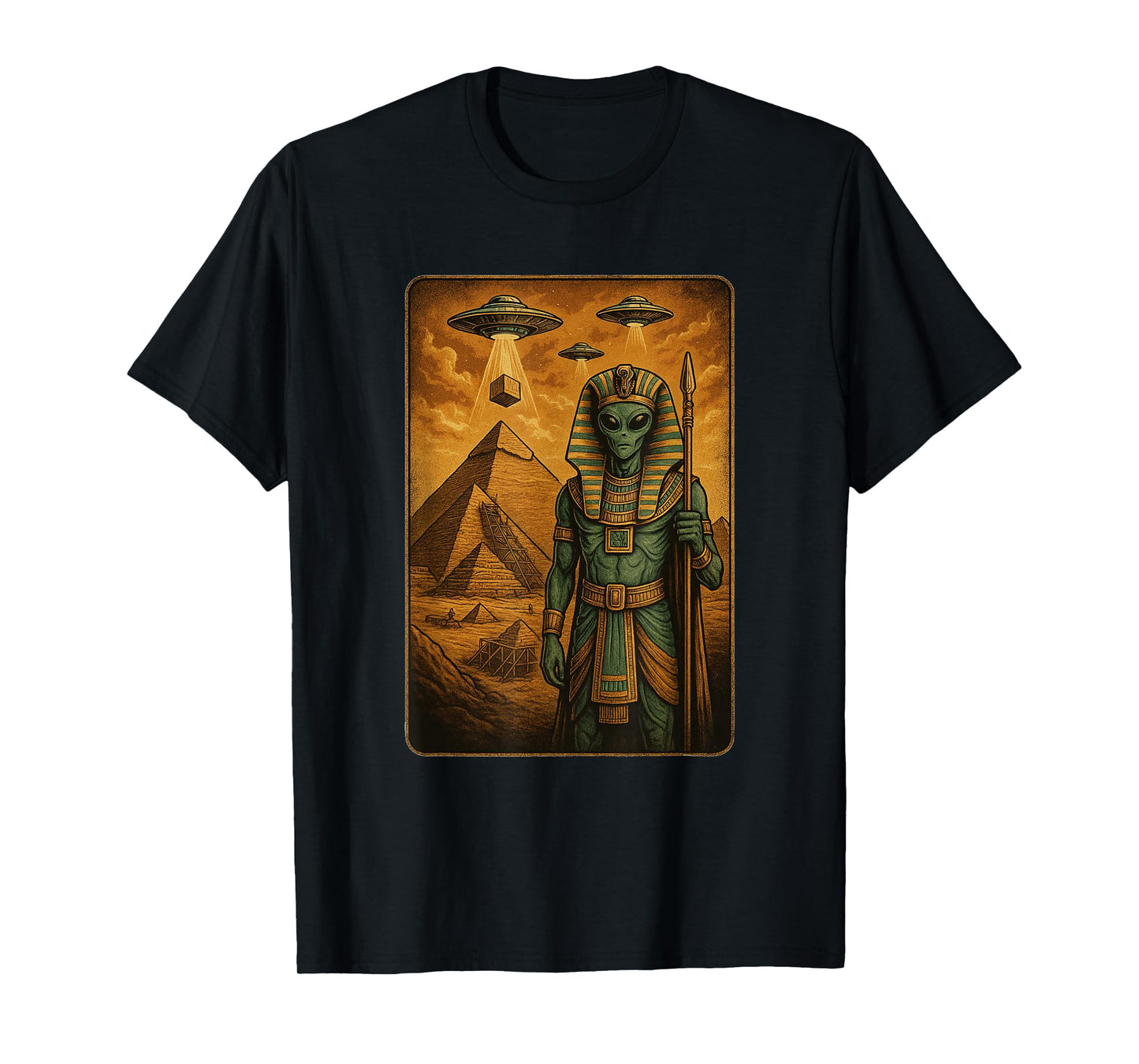 Alien Building Pyramid Funny Alien UFO Men Women T-Shirt