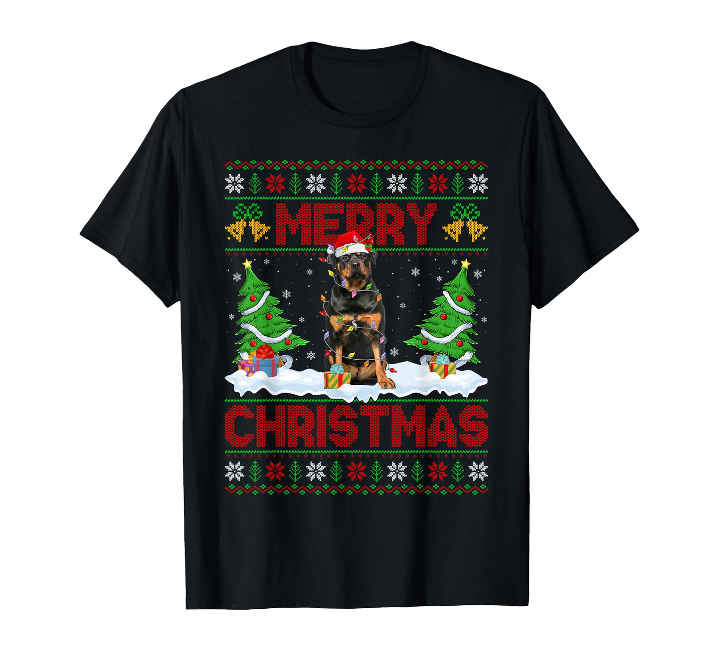 Rottweiler Ugly Xmas Sweater Funny Pet Dog Lover Christmas T-Shirt