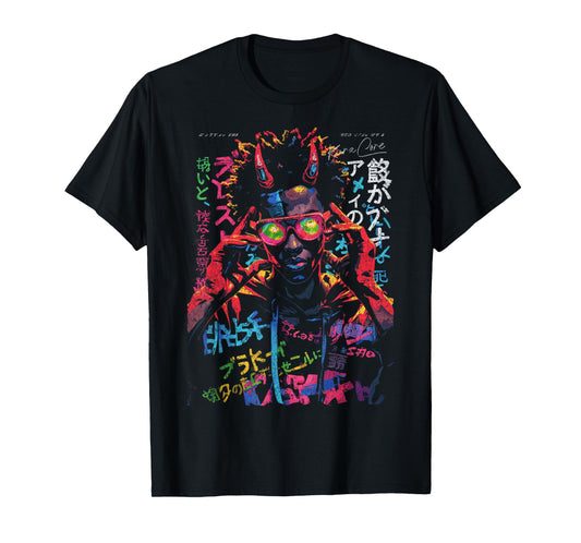 Japanese Streetwear Afro Cyberpunk Y2K Techwear Manga Anime T-Shirt