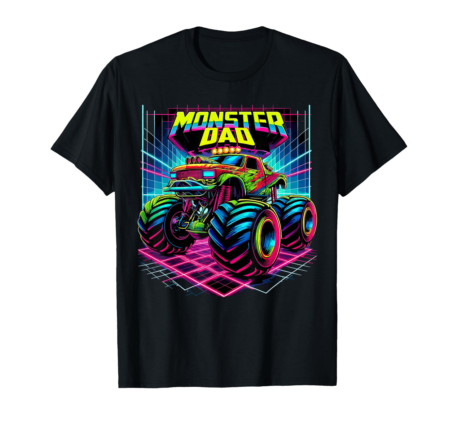 Monster Truck Dad Birthday Party Retro Monster Trucks T-Shirt