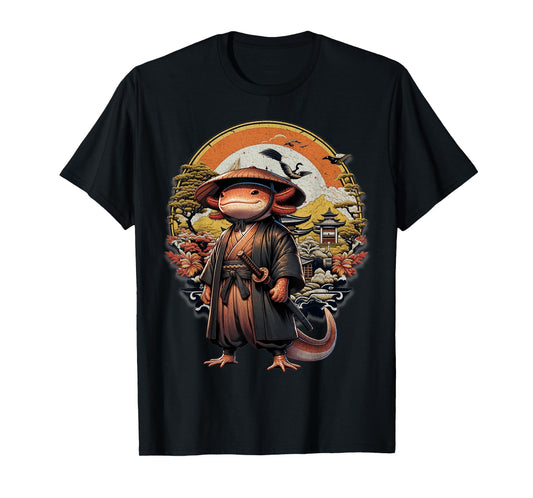 Funny Vintage Axolotl Samurai Japanese. Axolotl Anime Lover T-Shirt