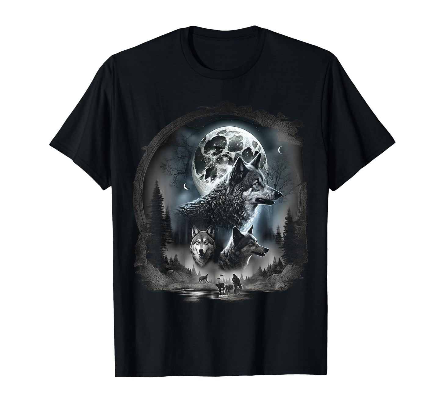 Wolves Howl to the Moon Wolf Wild Animals T-Shirt