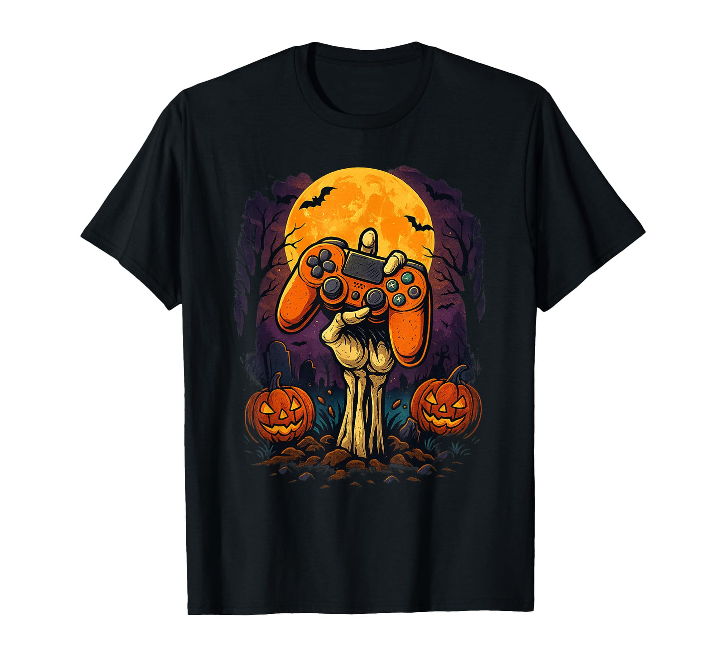 Halloween Skeleton Gamer Video Gaming Controller Boys Kids T-Shirt