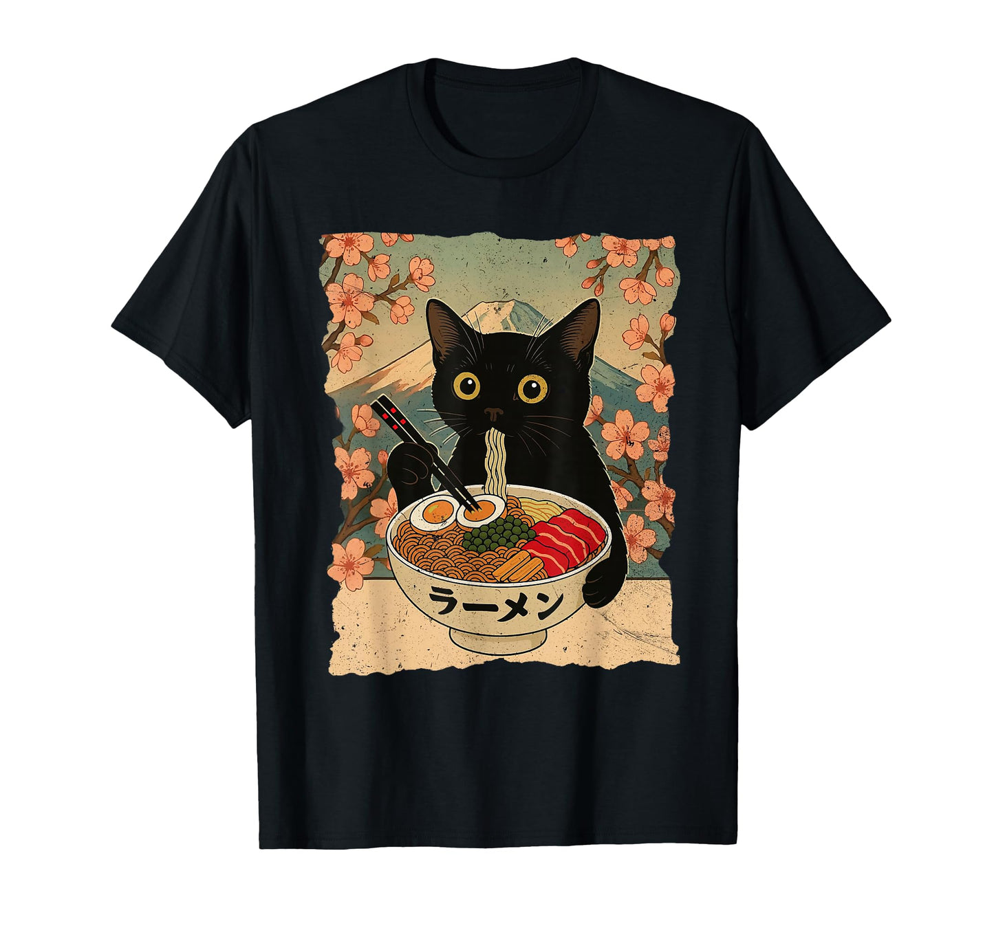 Anime Cat Ramen Japanese Funny Cat Graphic Tees Anime Gifts T-Shirt
