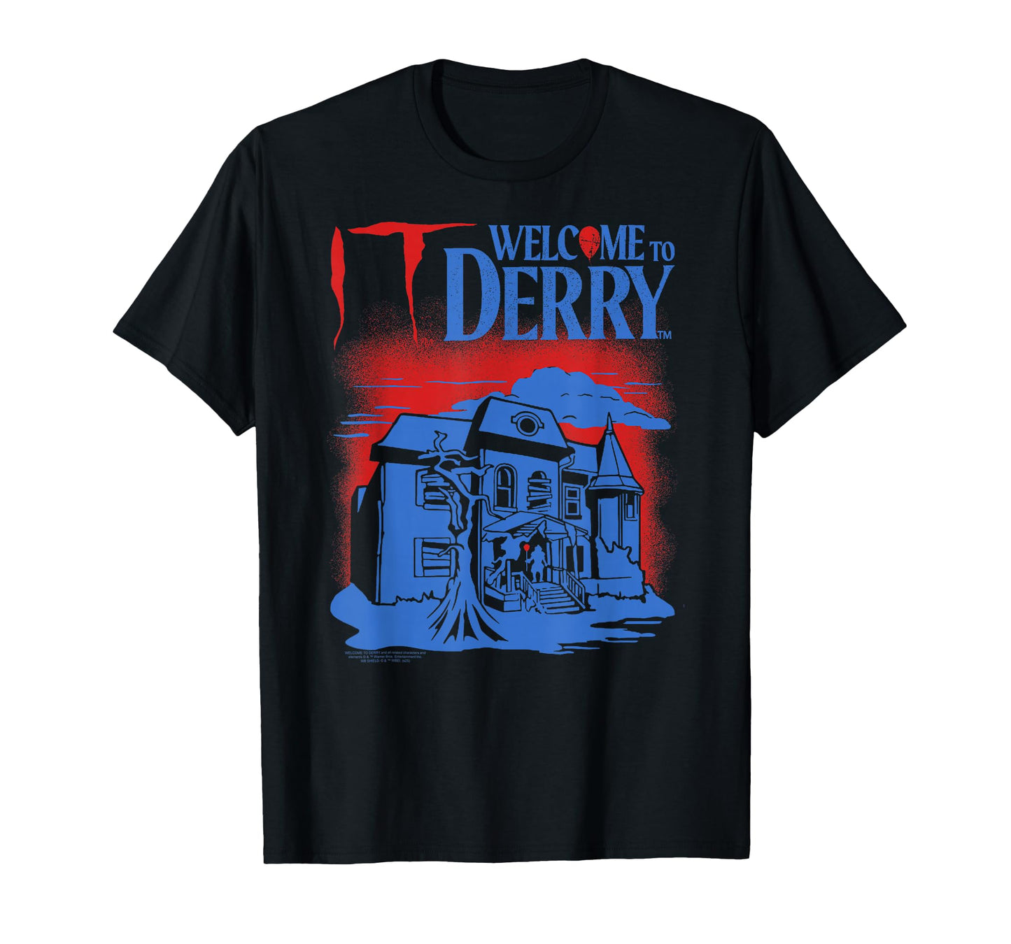 IT: Welcome to Derry Haunted House with Logo Horror TV Show T-Shirt