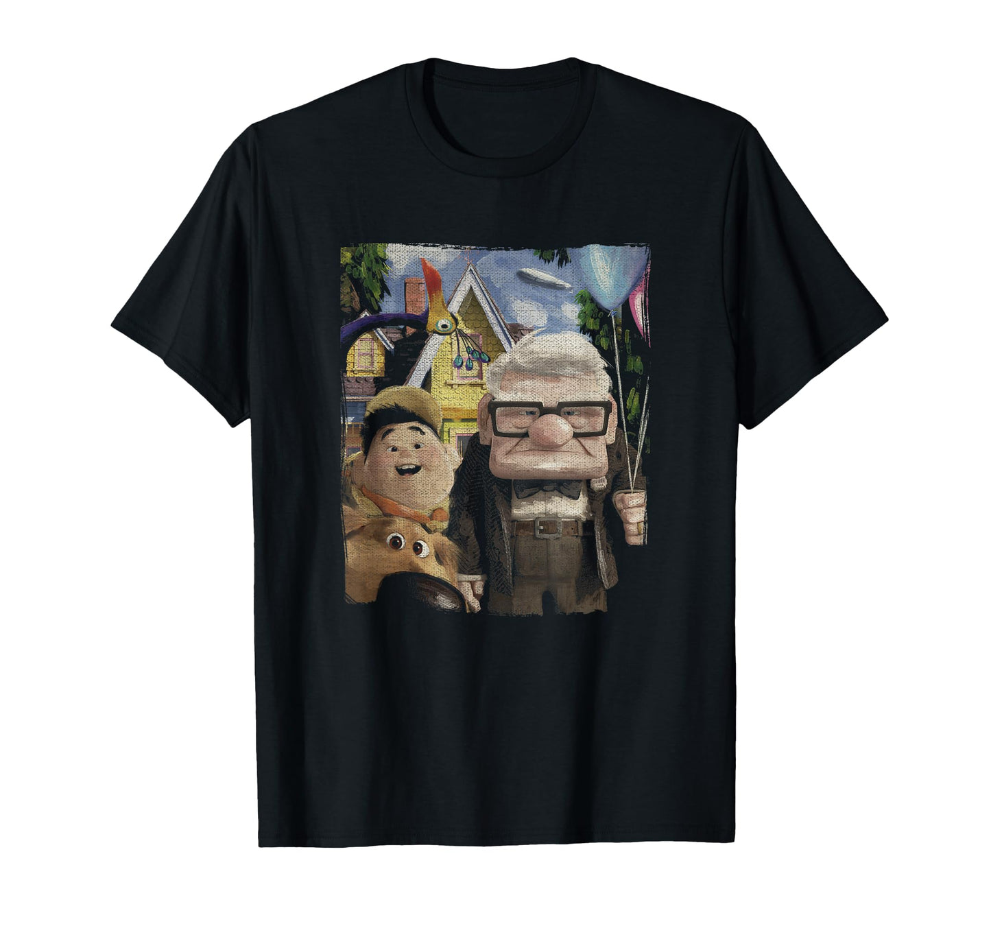 Disney Pixar Up Carl Russell Dug & Kevin Vintage Painting T-Shirt