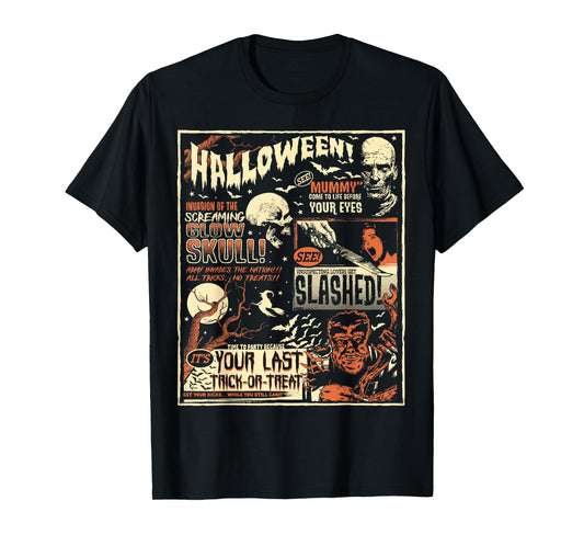 Vintage Horror Movie Poster Terror Old Time Halloween T-Shirt