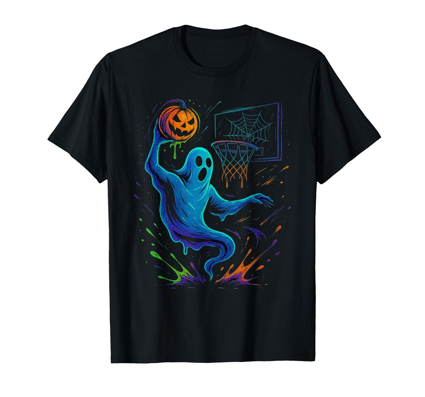 Basketball Halloween Costume Ghost Bball Player Spooky Boys T-Shirt