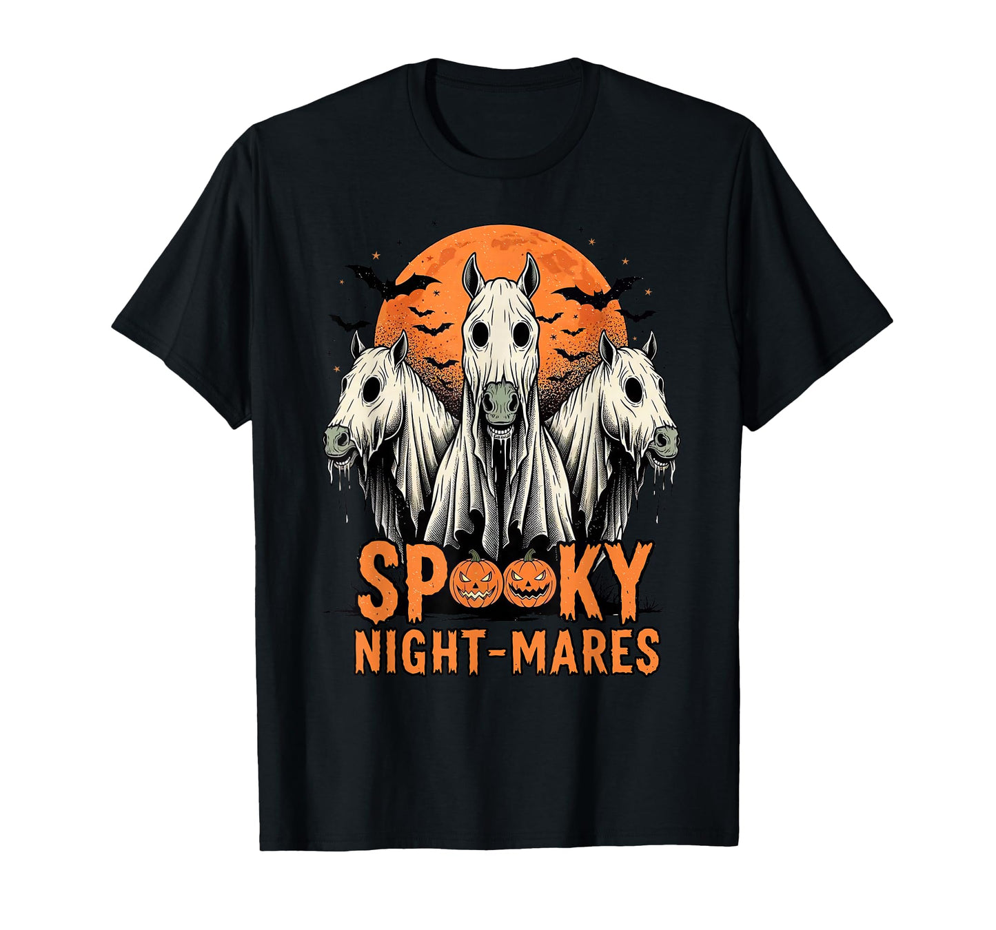 Horror Retro Spooky Night-Mares Horses Boo Ghosts Halloween T-Shirt