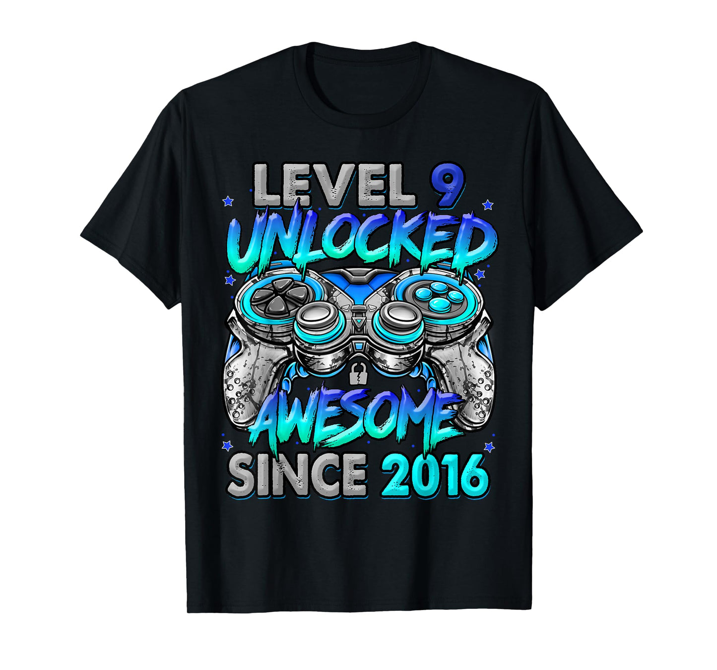 Level 9 Unlocked Awesome Since 2016 9th Birthday Gaming T-Shirt