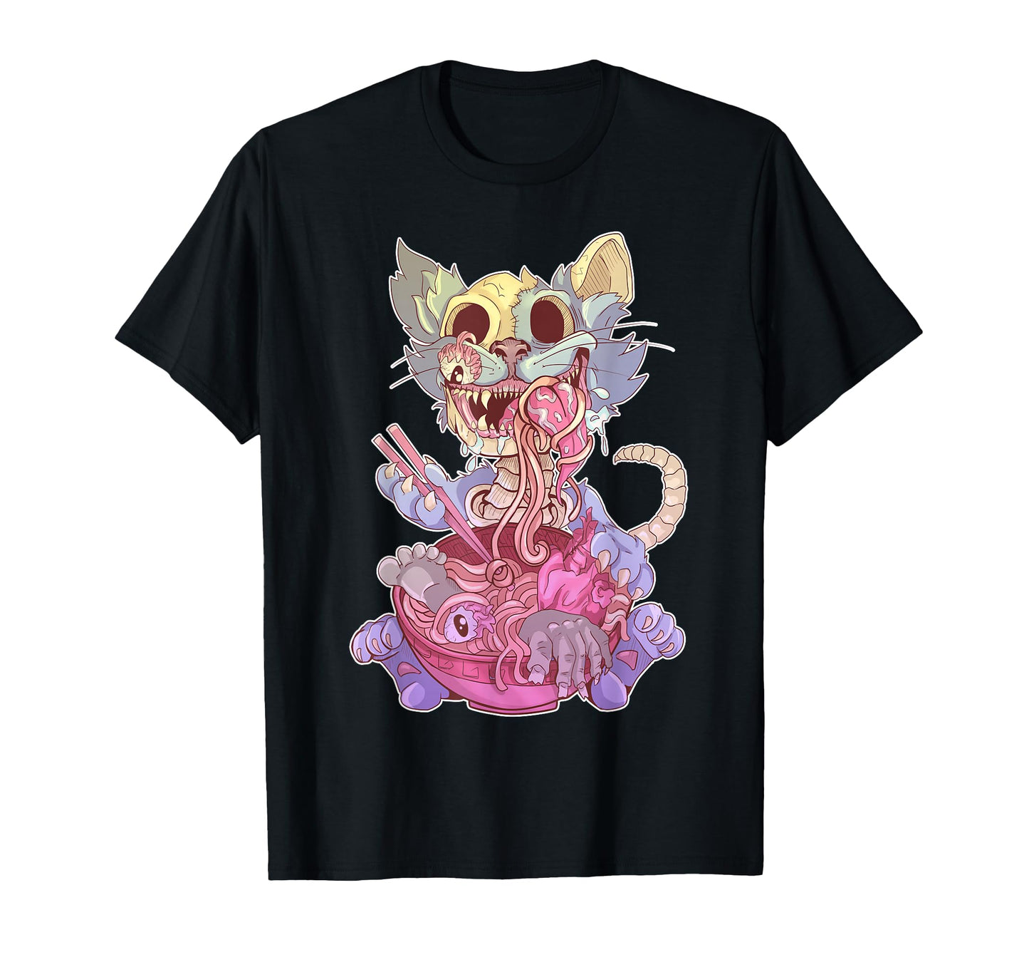 Ramen Shirt Pastel Goth Kawaii Weird Cat Eating Ramen Otaku T-Shirt