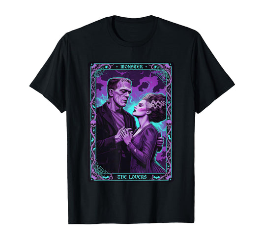 Monster Frankenstein Bride The Lovers Tarot Card Halloween T-Shirt