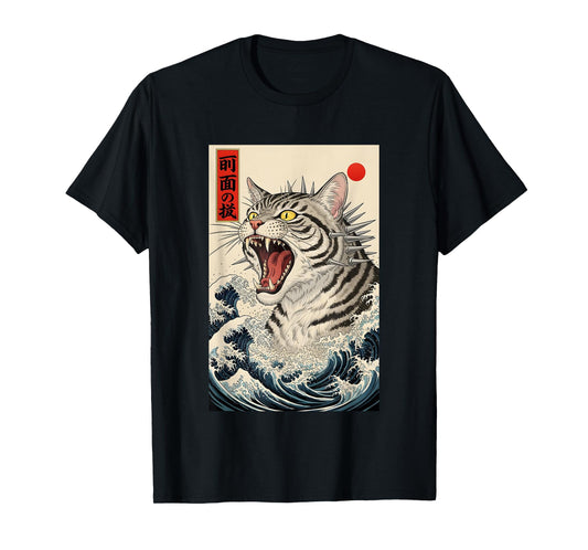 Catzilla Kaiju Cat Japanese Wave Monster Anime Design T-Shirt
