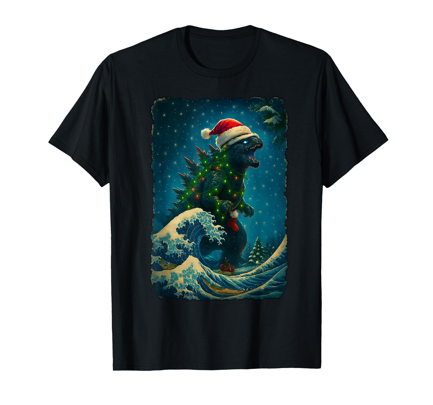 Vintage Kaiju Santa Christmas Monster Xmas Men Women T-Shirt