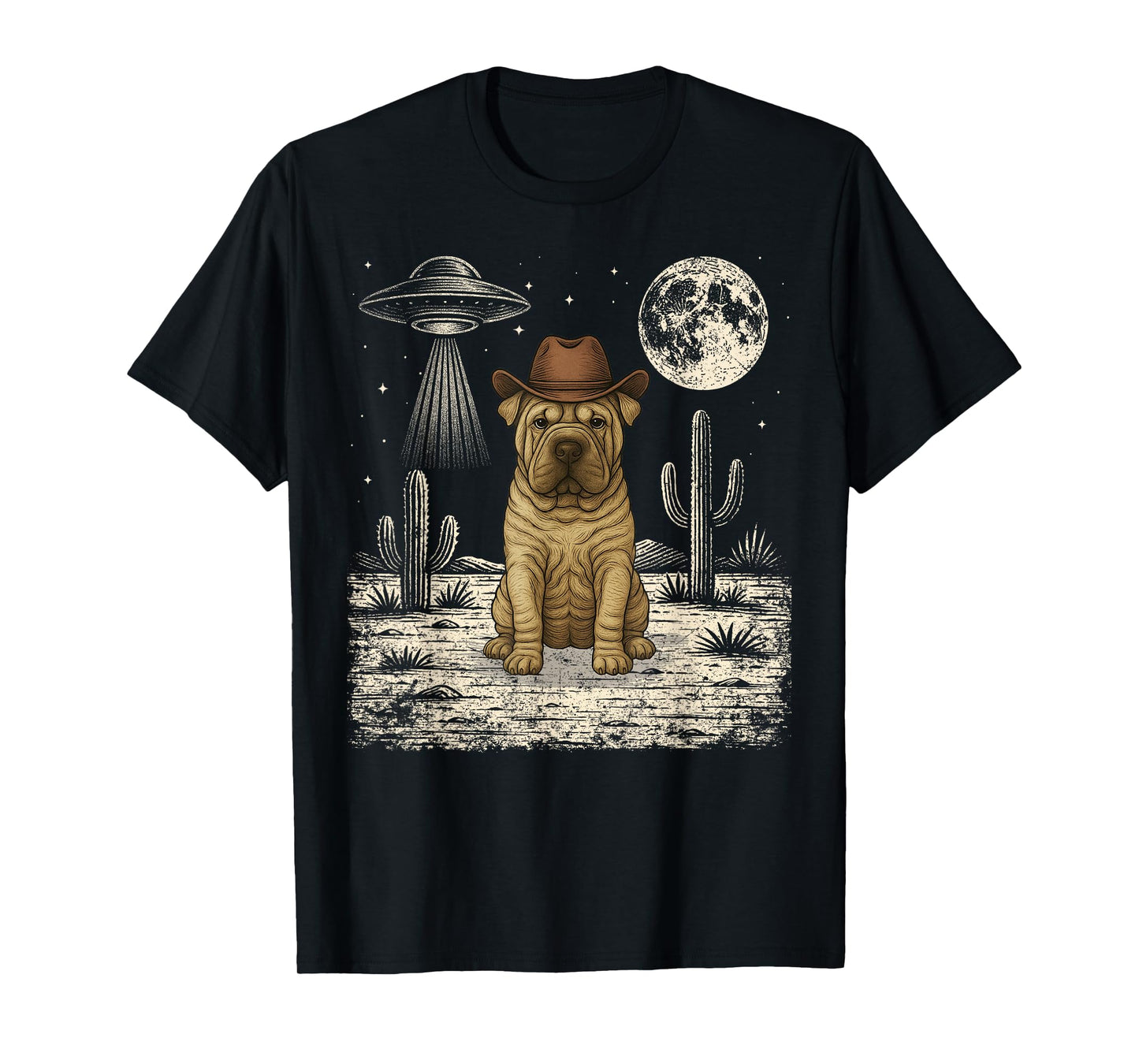 Funny Shar Pei Cowboy Western Dog UFO T-Shirt