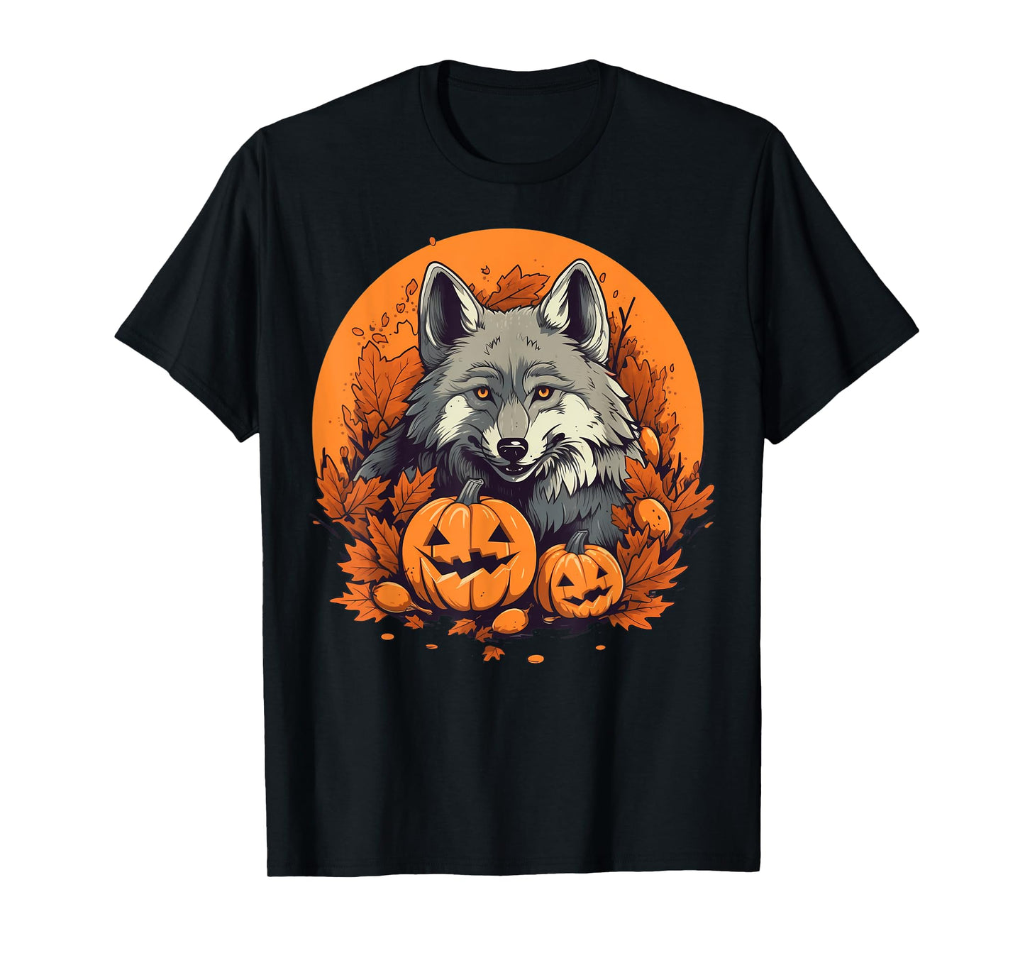 Pumpkin Wolf costume on Wolf Halloween T-Shirt