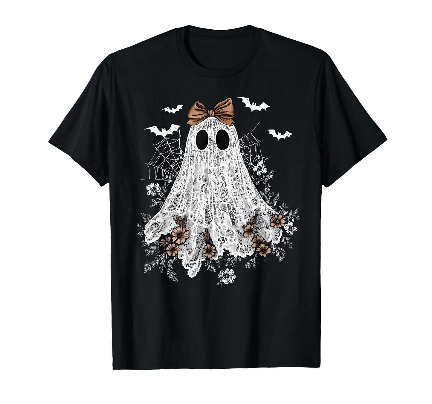 Funny Ghost Wildflower Coquette Bow Halloween Spooky Season T-Shirt