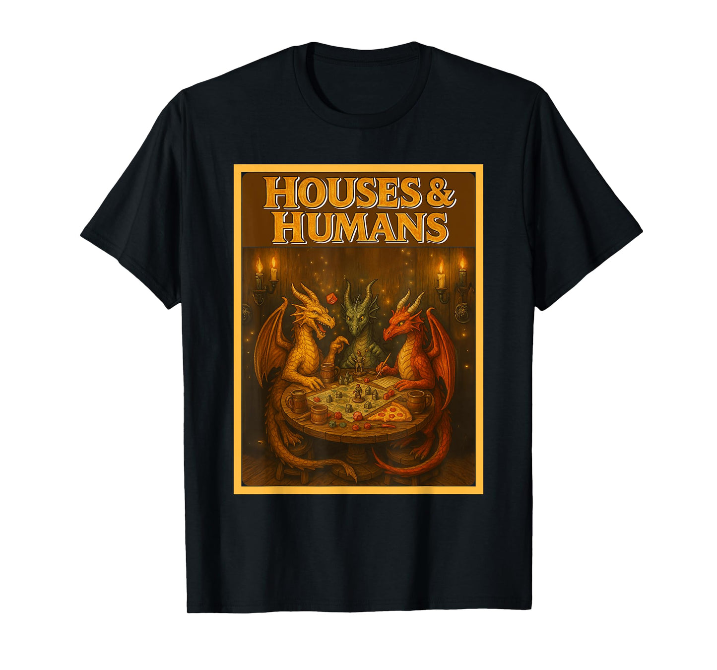 Gaming Houses Humans Funny RPG Parody Gamer Men Boys Kids T-Shirt