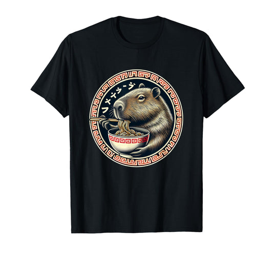 Capybara Ramen Rodent Kawaii Neko Japanese Noodles Aesthetic T-Shirt