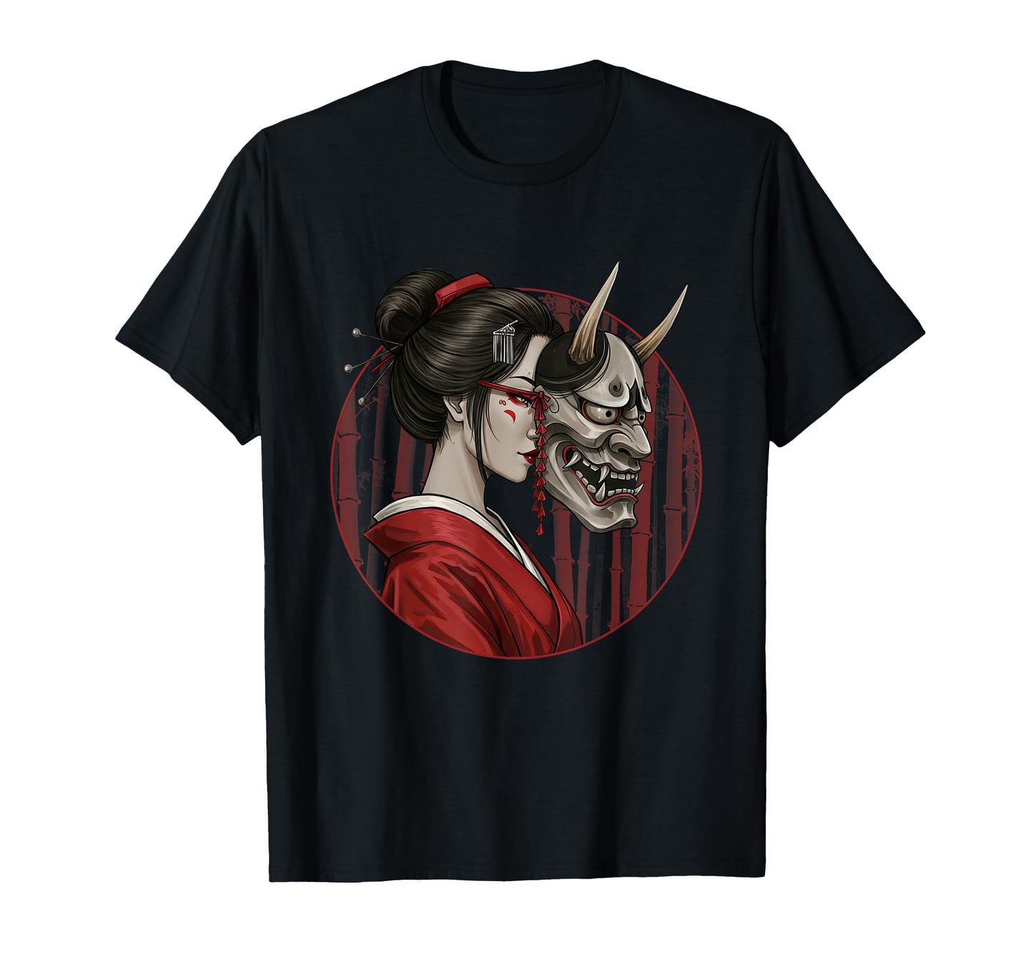 Geisha Hannya Noh mask Oni Aesthetics Japanese graphics T-Shirt