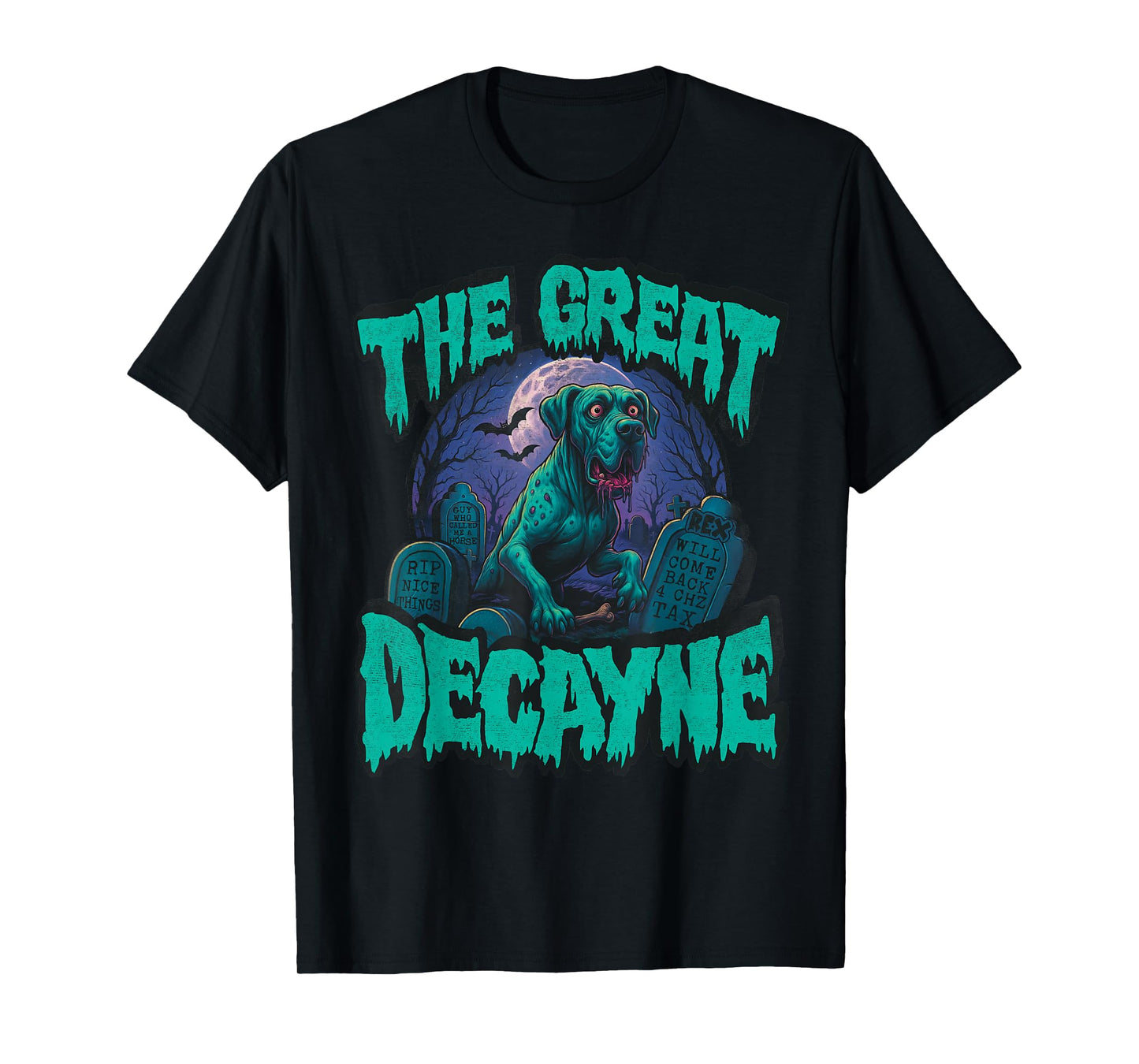 Funny Great Dane Halloween Jowls, Great Decayne Zombie Dog T-Shirt