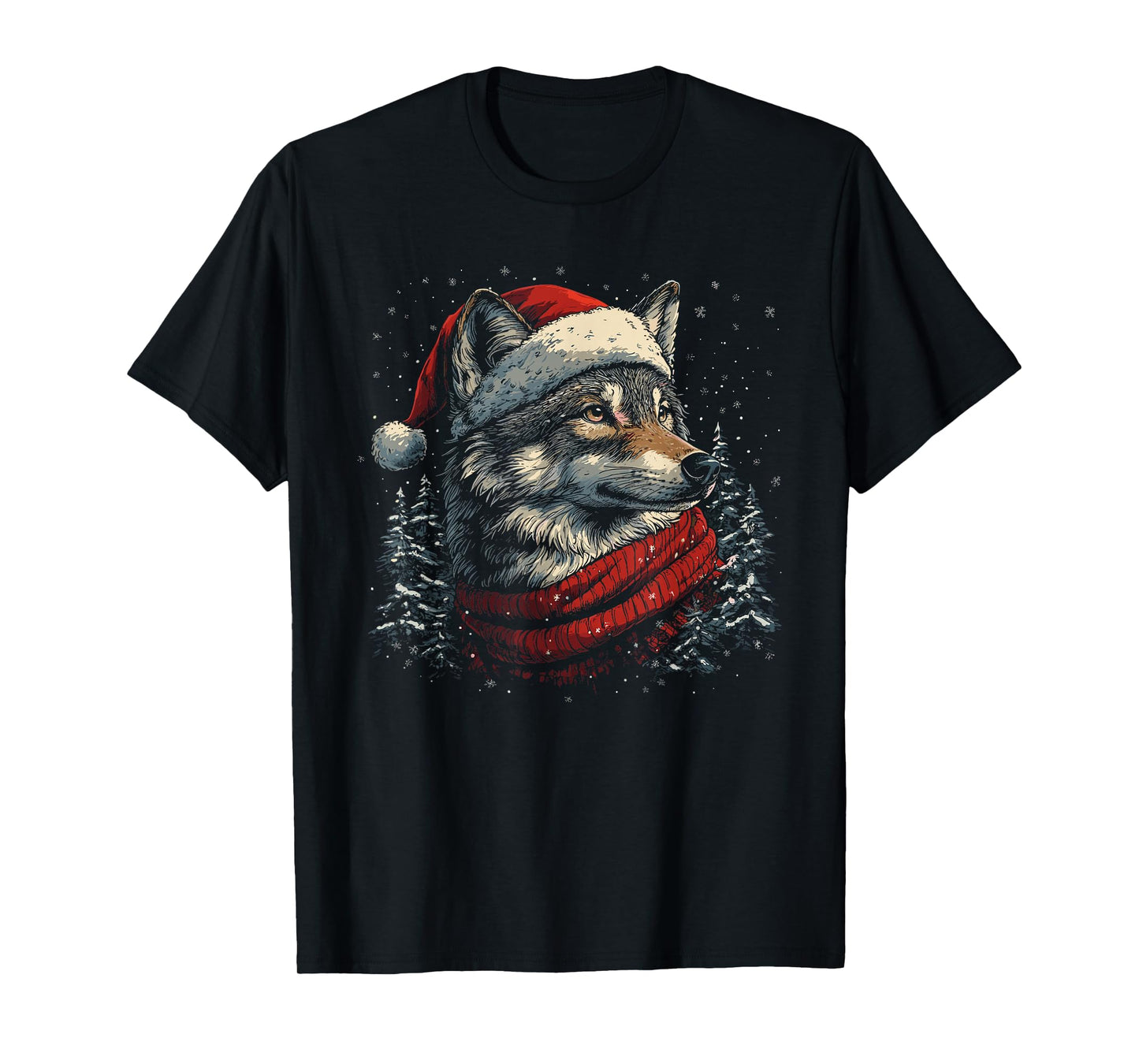 Wolf Reindeer Christmas Pajama Funny Wolves Xmas T-Shirt