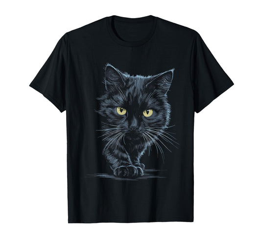 Black Cat Yellow Eyes Cute Cats T-Shirt