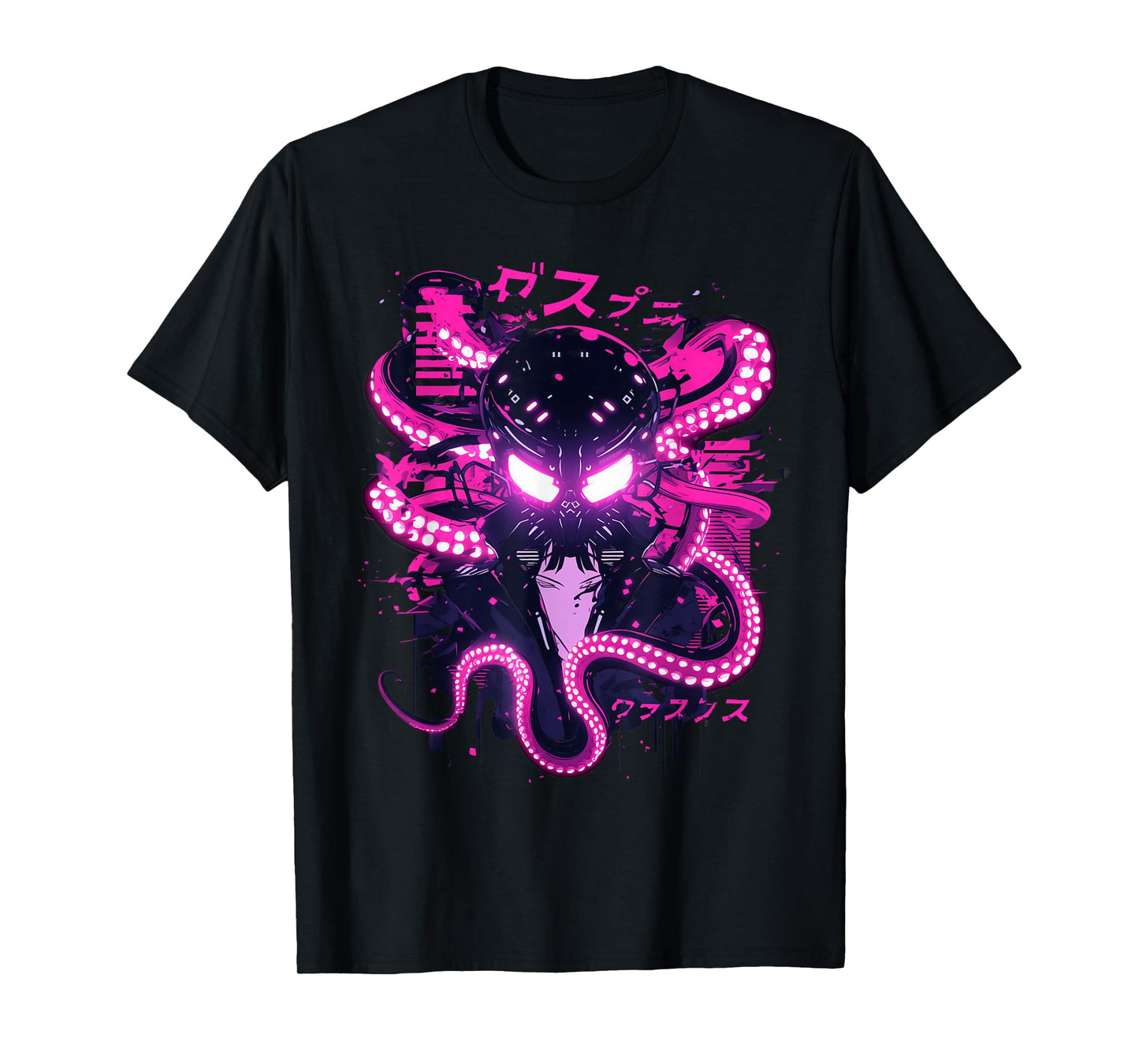 Cyberpunk Octopus Weirdcore Gothic Occult Anime Dark Horror T-Shirt