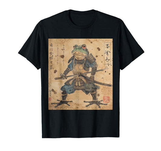 Japanese Samurai Frog In Ukiyo-e Woodblock Style T-Shirt