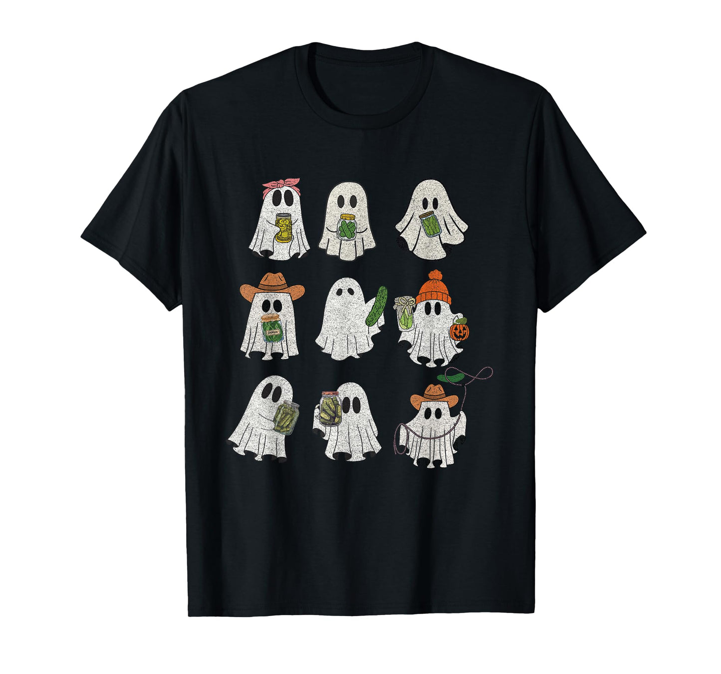 Vintage Ghost Pickle Jar Custom Halloween Canned Pickles T-Shirt