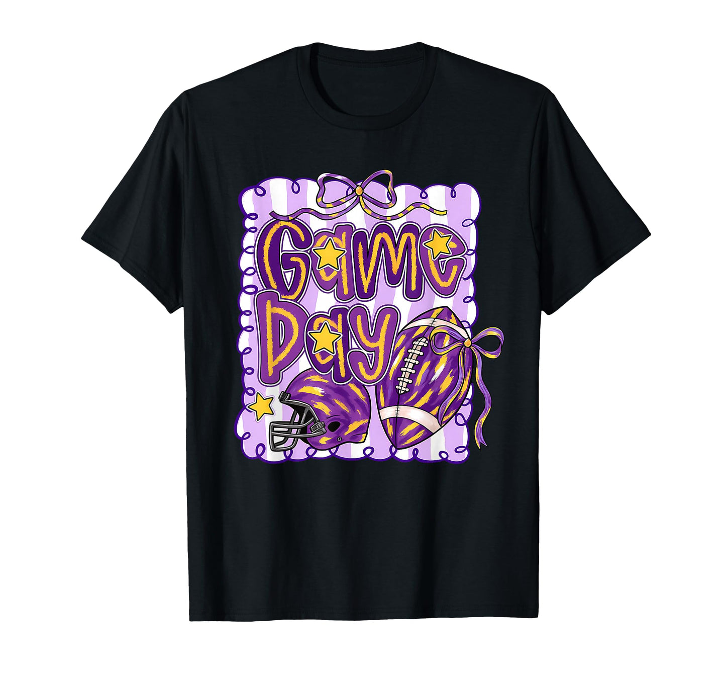 Purple Yellow Gold Football Game Day Touchdown Season T-Shirt