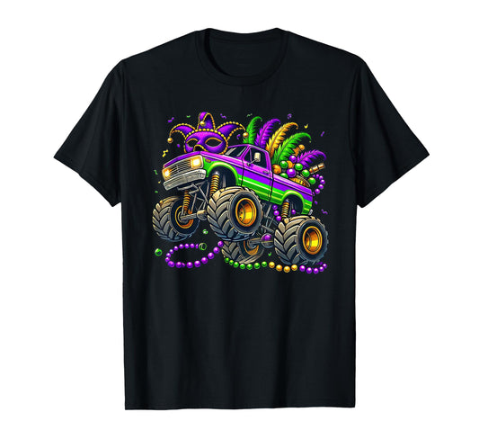 Kids Toddler Mardi Gras Monster Truck T-Shirt