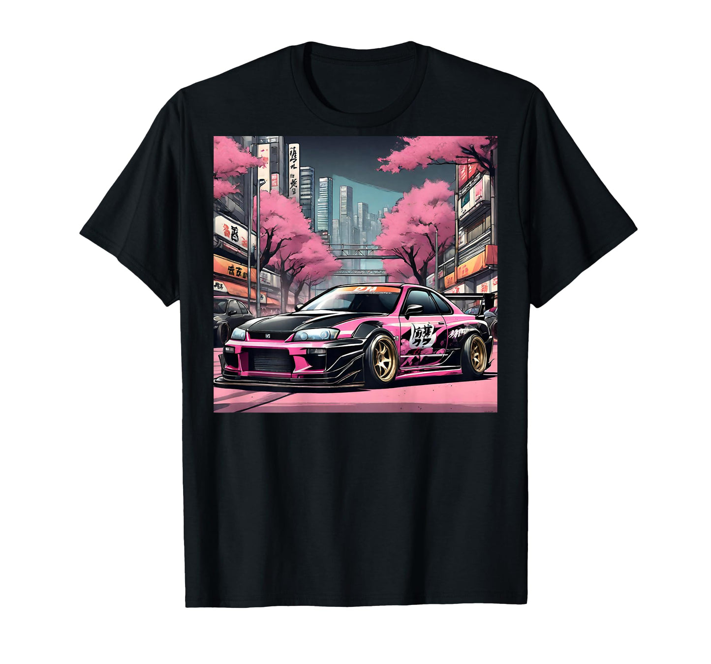 JDM Tokyo Skyline Retro Race Car Drift Tuning On The Back T-Shirt