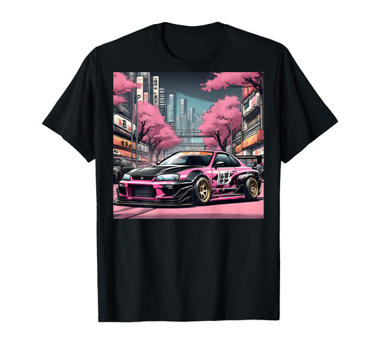 JDM Tokyo Skyline Retro Race Car Drift Tuning On The Back T-Shirt