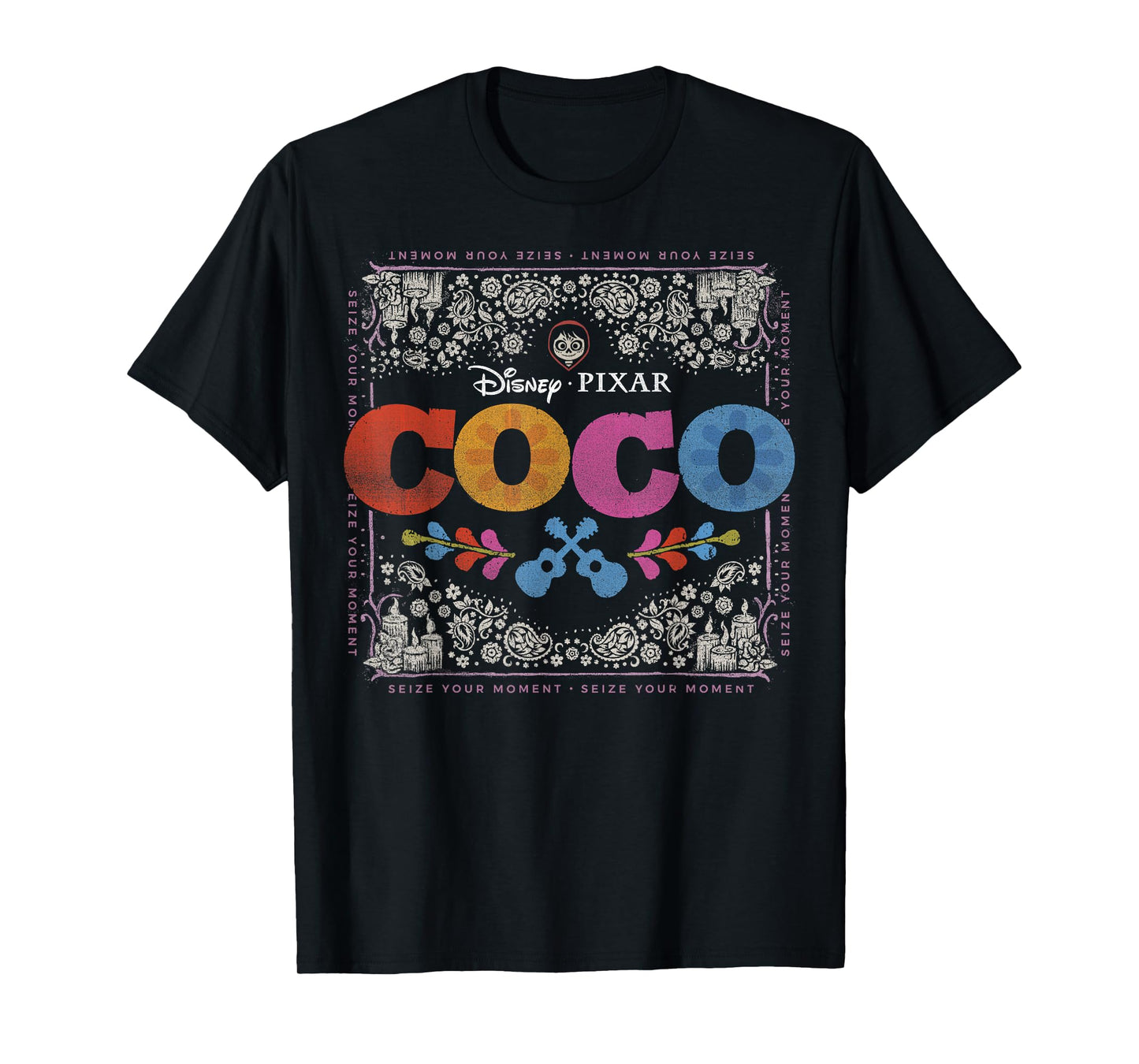 Disney Pixar Coco Colorful Square Floral Miguel T-Shirt T-Shirt