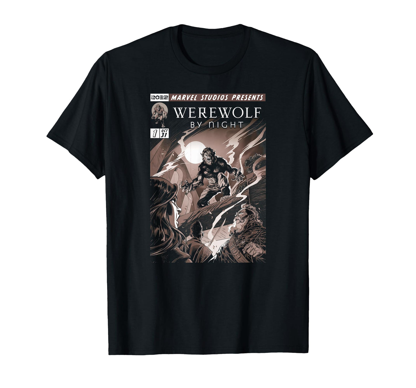 Marvel Werewolf by Night Jack Colorless Comic Cover T-Shirt