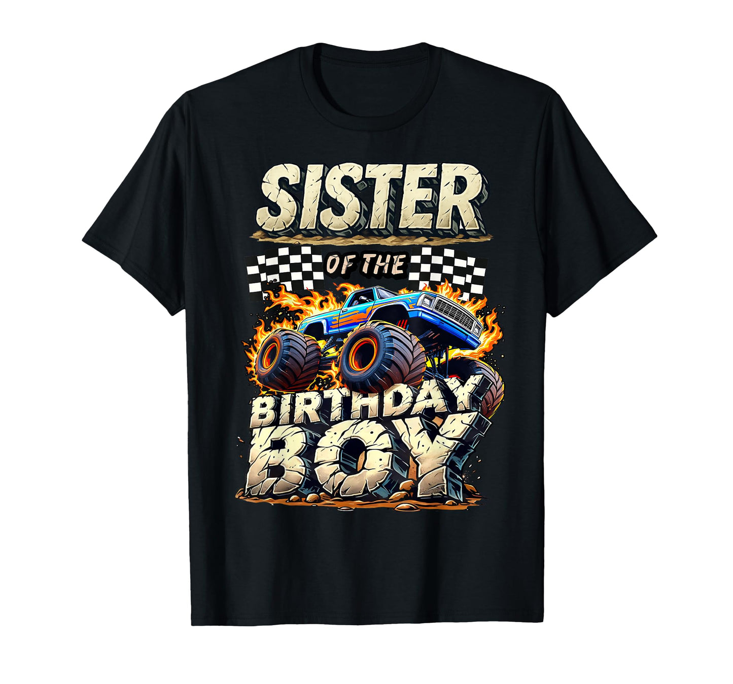 Sister Of The Birthday Boy Monster Truck Family Matching T-Shirt