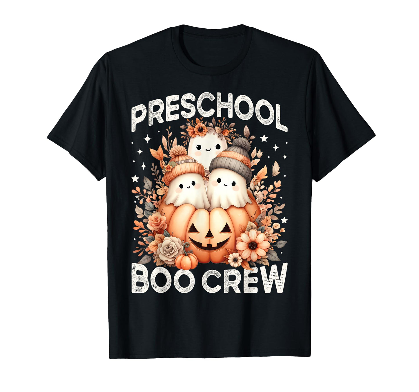 Preschool Boo Crew Teacher Kids Fall Halloween Ghost Pumpkin T-Shirt